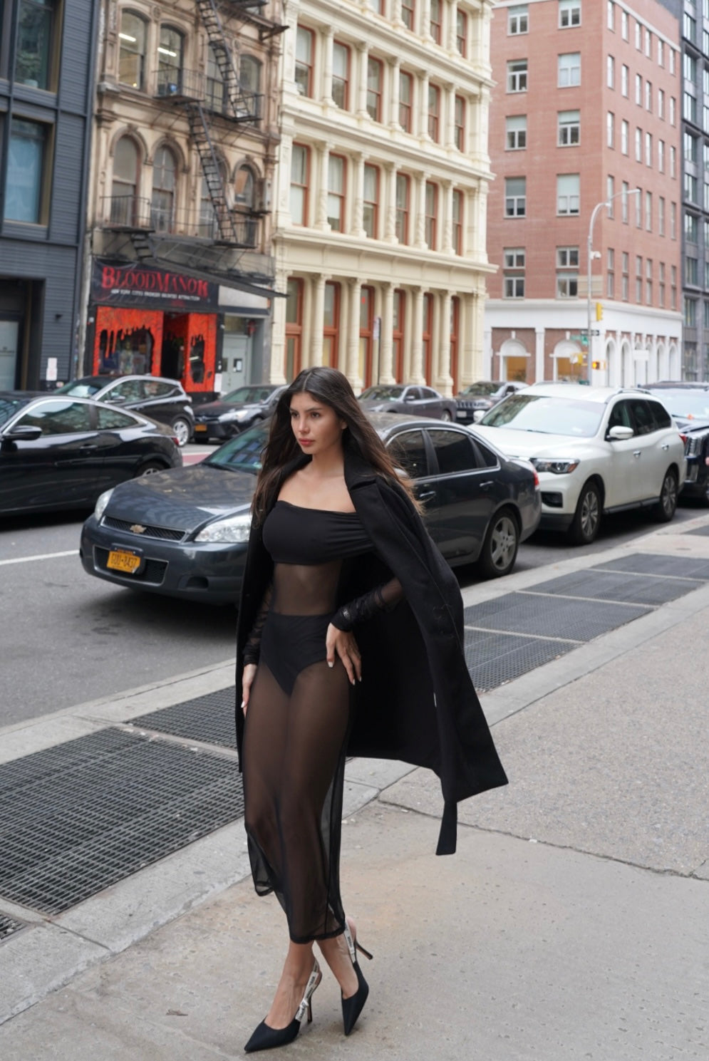 Resort Mesh Dress + panty - Negro