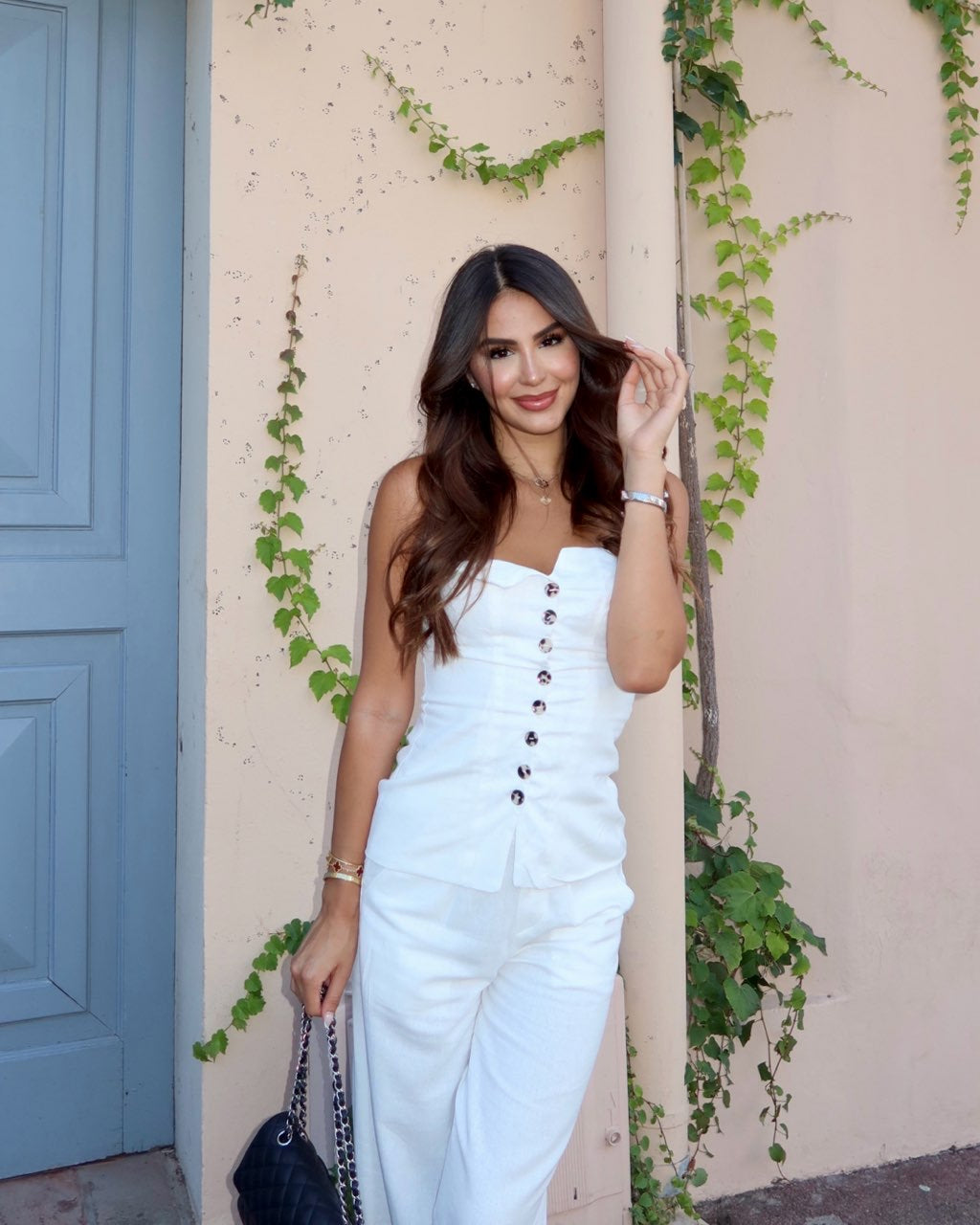 Conjunto de linho com botões Positano