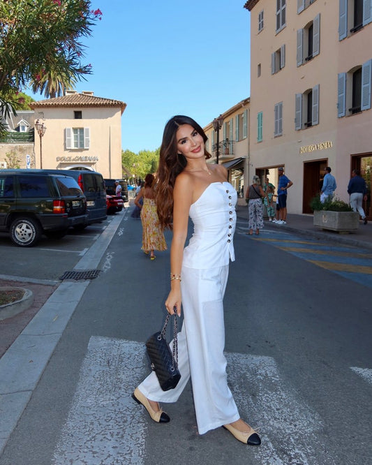Conjunto de linho com botões Positano